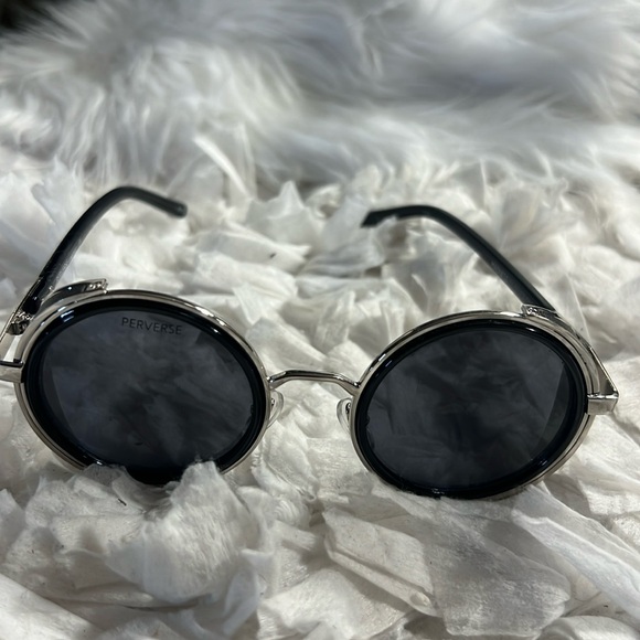 Perverse Madness Black and Silver 47mm Round Sunglasses - Picture 1 of 12